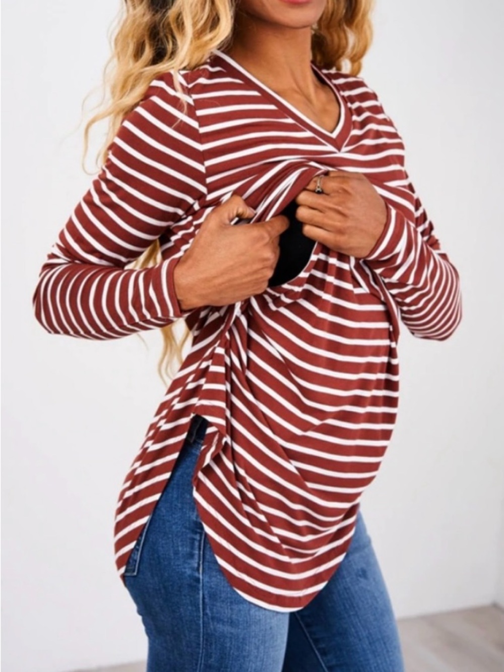 Latched Mama ginger stripe nursing long sleeve